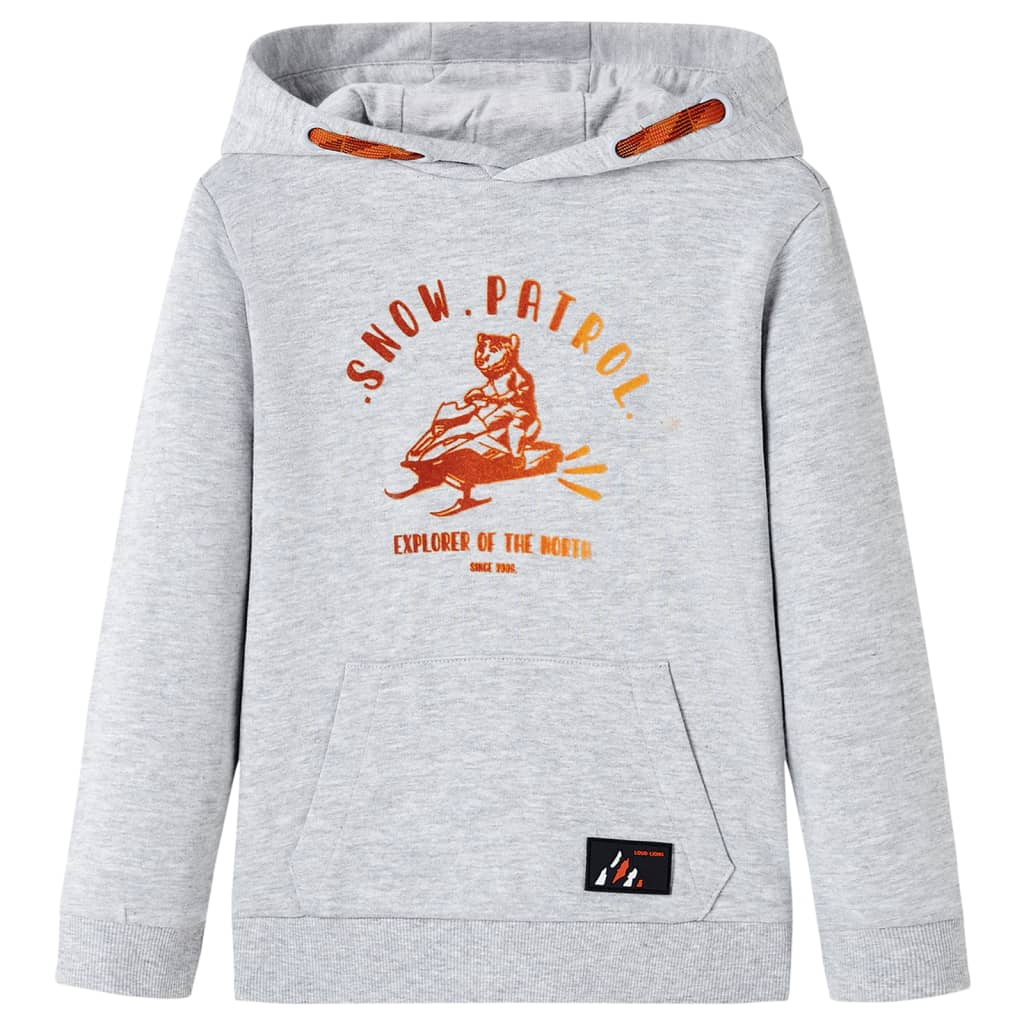 Sweatshirt para criança com capuz cinzento mesclado e laranja 116