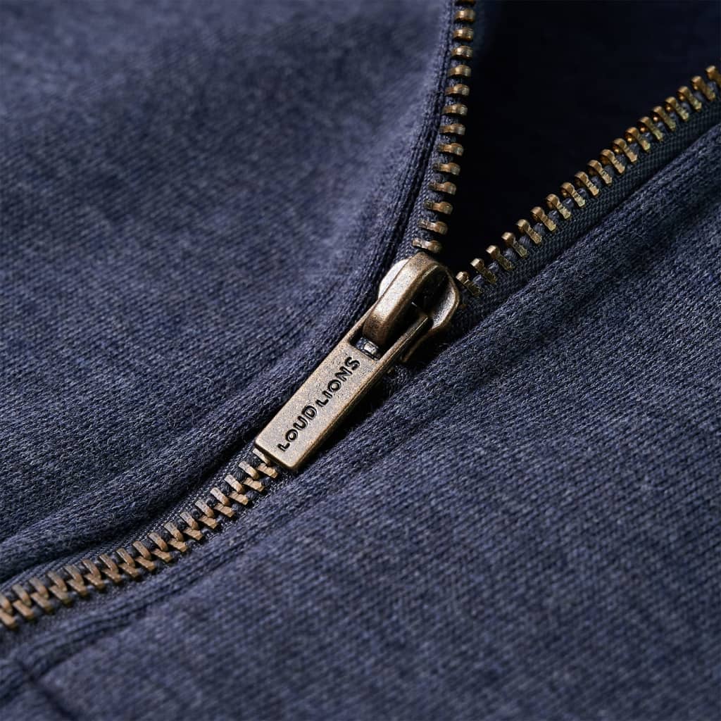 Sweatshirt para criança com capuz e fecho azul-escuro mesclado 128