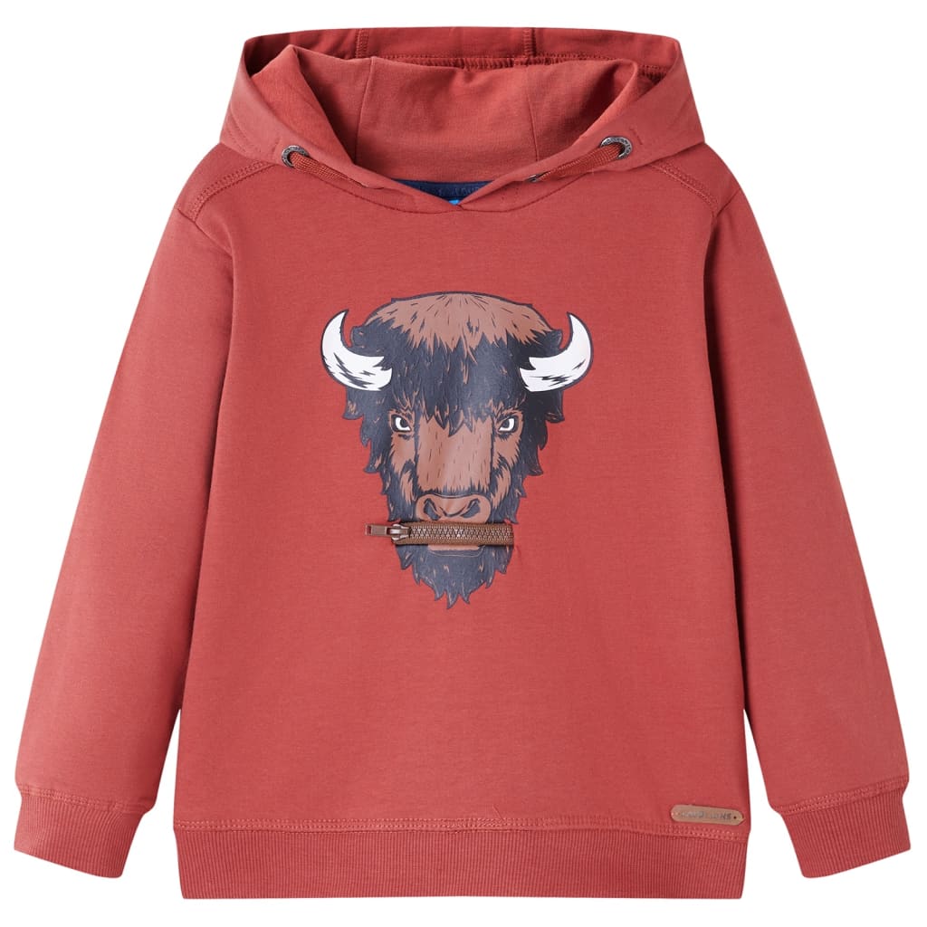 Sweatshirt infantil com capuz vermelho-queimado 116