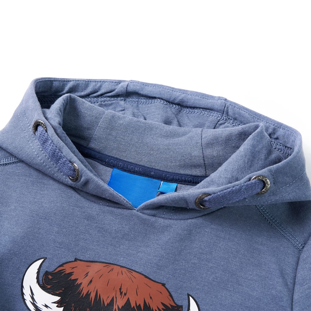 Sweatshirt para criança com capuz azul mesclado 104