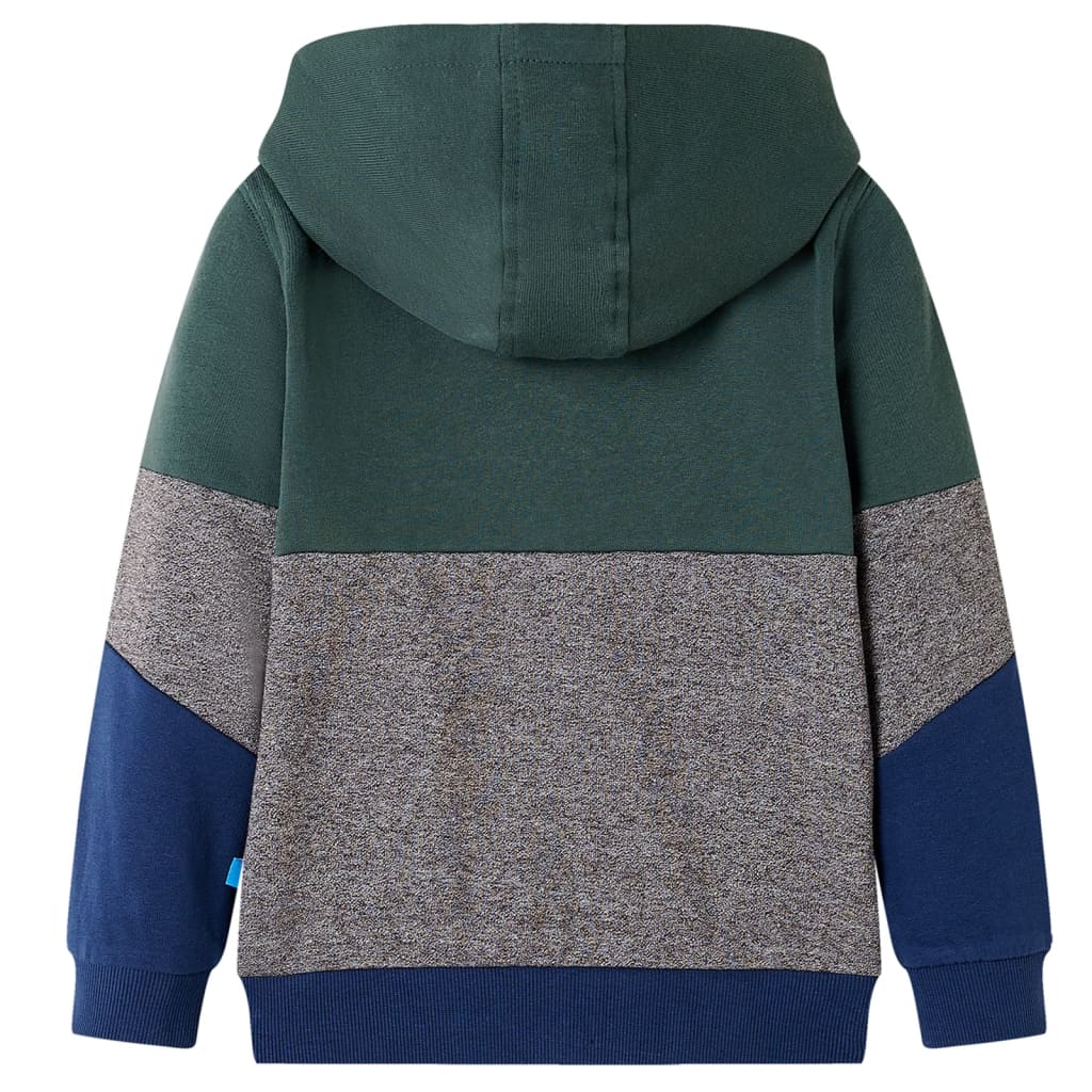 Sweatshirt para criança com capuz e fecho verde-escuro 104