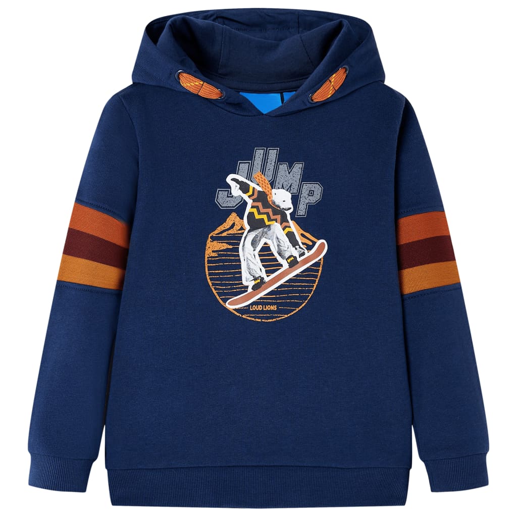 Sweatshirt infantil com capuz azul-marinho 116