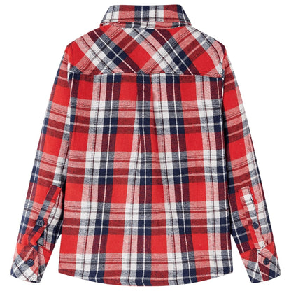 Camisa de xadrez para criança vermelho e azul-marinho 104