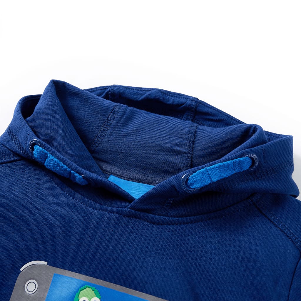 Sweatshirt para criança com capuz azul-escuro 92