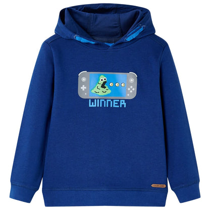 Sweatshirt para criança com capuz azul-escuro 104