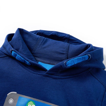 Sweatshirt para criança com capuz azul-escuro 128