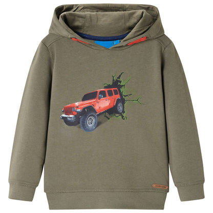 Sweatshirt com capuz para criança cor caqui 128