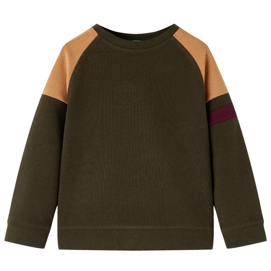 Sweatshirt para criança cor caqui-escuro e camel 128