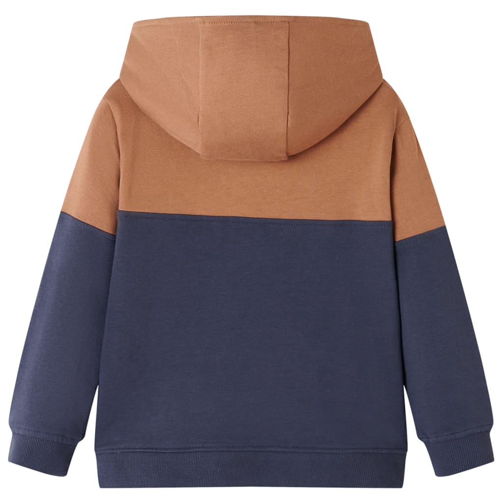 Sweatshirt para criança com capuz e meio fecho antracite/conhaque 140