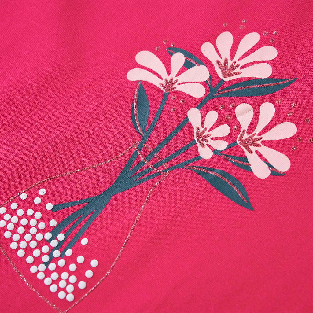 T-shirt de manga comprida para criança rosa-choque 92