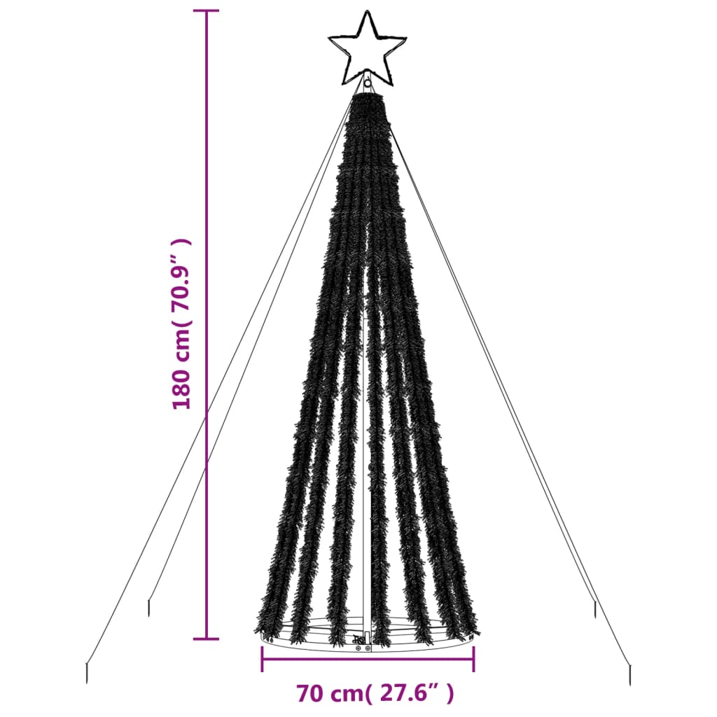 Árvore de Natal luminosa em cone 275 LEDs 180 cm branco quente