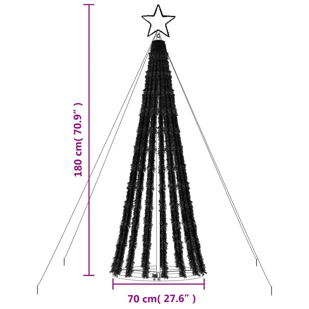 Árvore de Natal luminosa em cone 275 luzes LED 180 cm colorido