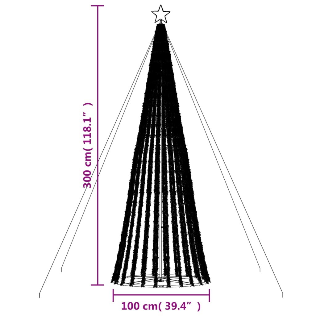 Iluminação p/ árvore de Natal cone 688 luzes LED 300cm colorido