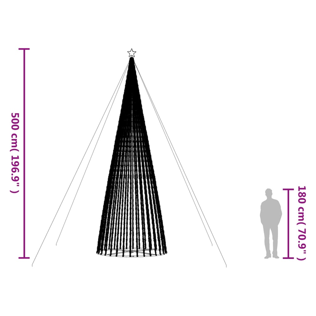 Iluminação p/ árvore de Natal cone 1544 LED 500cm branco quente