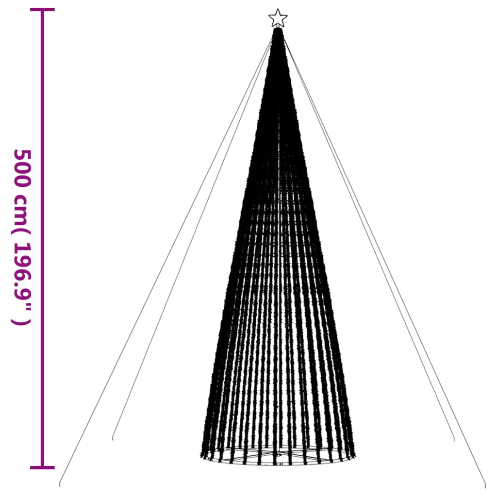 Iluminação p/ árvore de Natal cone 1544 LED 500cm branco quente