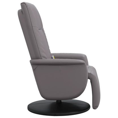 Poltrona de Massagens Tok Reclinável com Apoio de Pés - Couro artificial - Cinzento - Design Nórdico