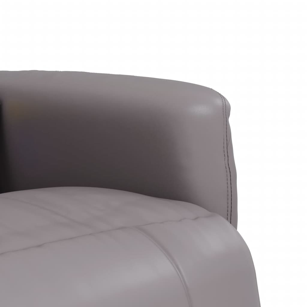 Poltrona de Massagens Tok Reclinável com Apoio de Pés - Couro artificial - Cinzento - Design Nórdico