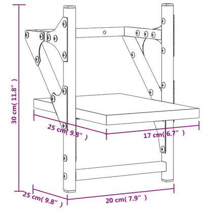 Prateleiras de parede com barras 2 pcs 20x25x30 cm preto