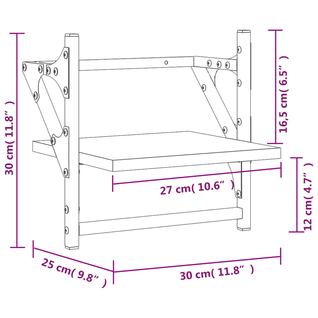 Prateleiras de parede c/ barras 2pcs 30x25x30cm carvalho sonoma