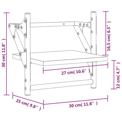 Prateleiras de parede c/ barras 2pcs 30x25x30cm carvalho sonoma