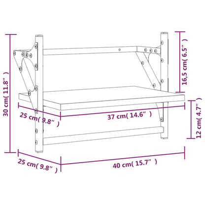 Prateleiras de parede com barras 2 pcs 40x25x30 cm preto