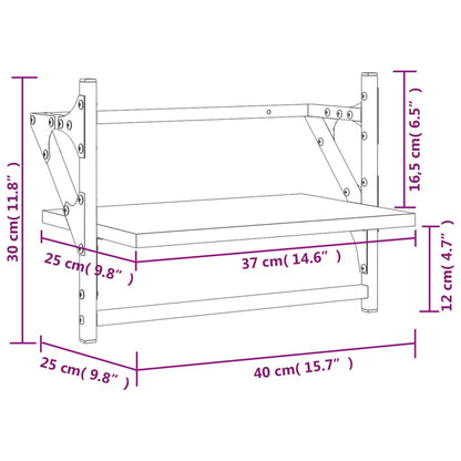 Prateleiras de parede c/ barras 2pcs 40x25x30cm carvalho sonoma