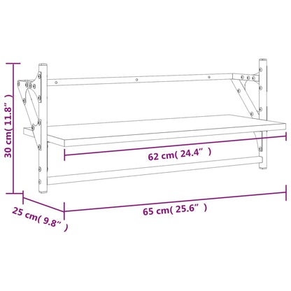 Prateleiras de parede com barras 2 pcs 65x25x30 cm preto