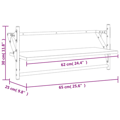 Prateleiras de parede c/ barras 2 pcs 65x25x30 cm cinza sonoma