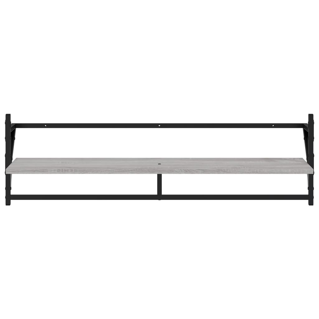 Prateleiras de parede c/ barras 2 pcs 100x25x30 cm cinza sonoma