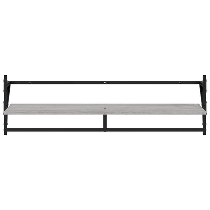 Prateleiras de parede c/ barras 2 pcs 100x25x30 cm cinza sonoma