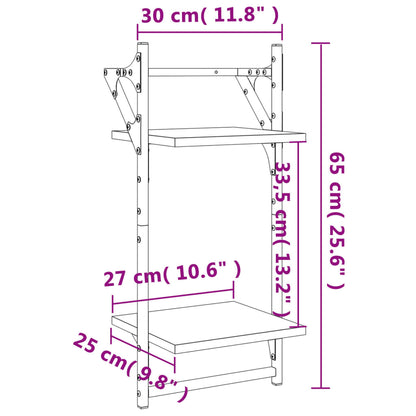 Estante 2 prateleiras c/ barras 2pcs 30x25x65cm carvalho sonoma