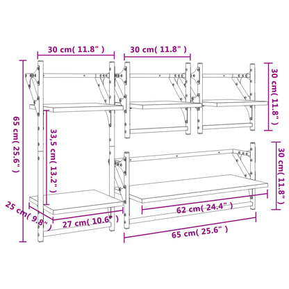 4 pcs prateleiras de parede derivados de madeira preto