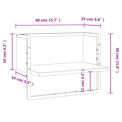 Prateleira de parede com barra 40x25x30 cm carvalho sonoma