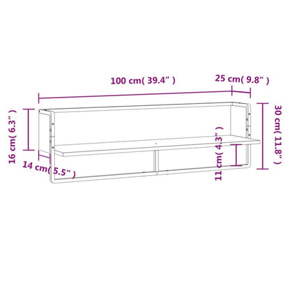 Prateleira de parede com barra 100x25x30 cm carvalho sonoma