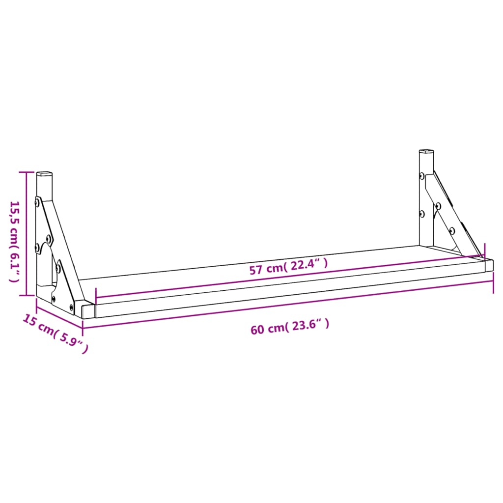 Prateleiras de parede 2 pcs 60x15x15,5 cm carvalho sonoma