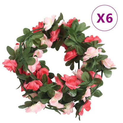 Grinaldas de flores artificiais 6 pcs 250 cm rosa