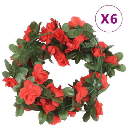 Grinaldas de flores artificiais 6 pcs 250 cm vermelho