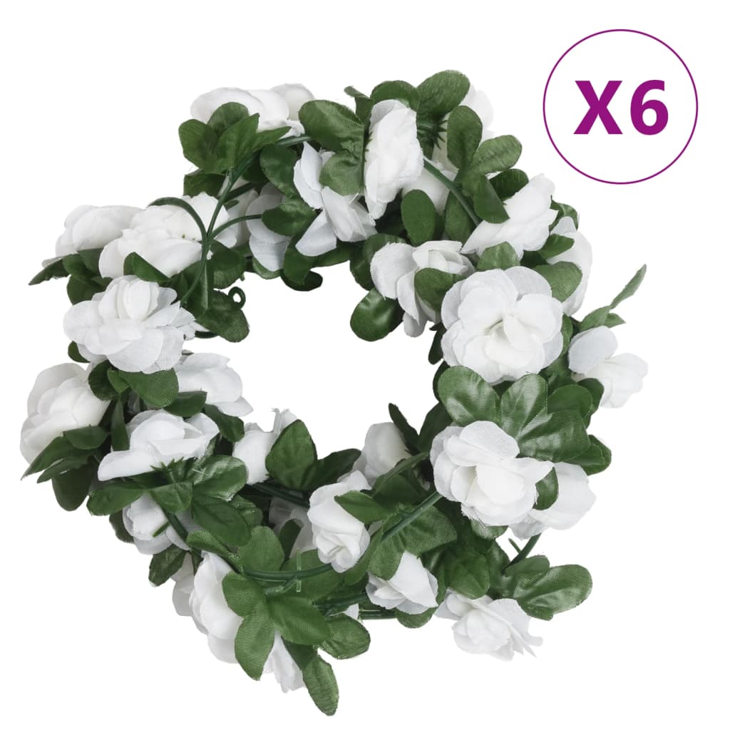 Grinaldas de flores artificiais 6 pcs 250 cm branco