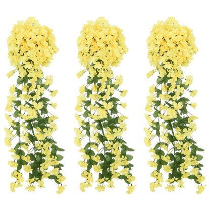 Grinaldas de flores artificiais 3 pcs 85 cm amarelo