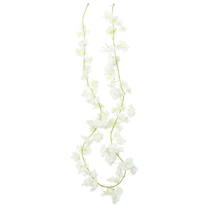 Grinaldas de flores artificiais 6 pcs 180 cm branco