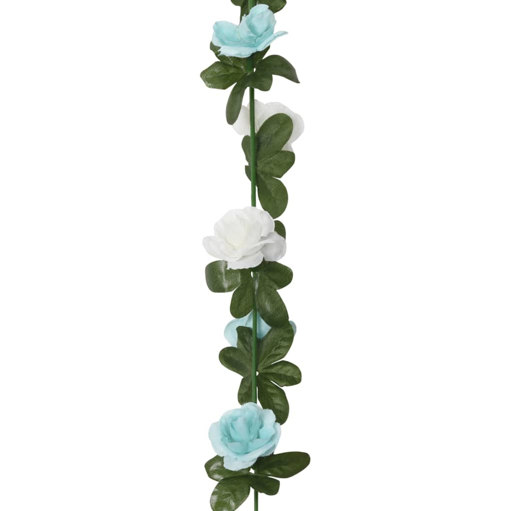 Grinaldas de flores artificiais 6 pcs 240 cm azul e branco