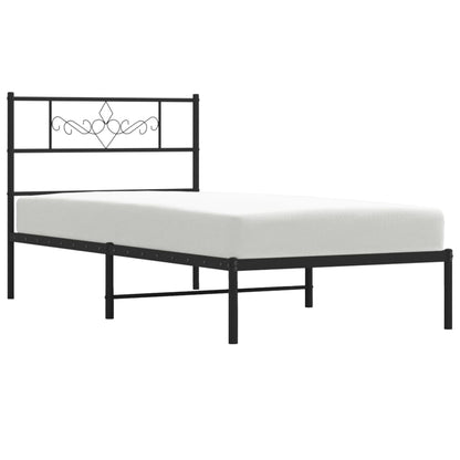 Estrutura de cama com cabeceira 80x200 cm metal preto