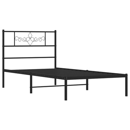 Estrutura de cama com cabeceira 80x200 cm metal preto