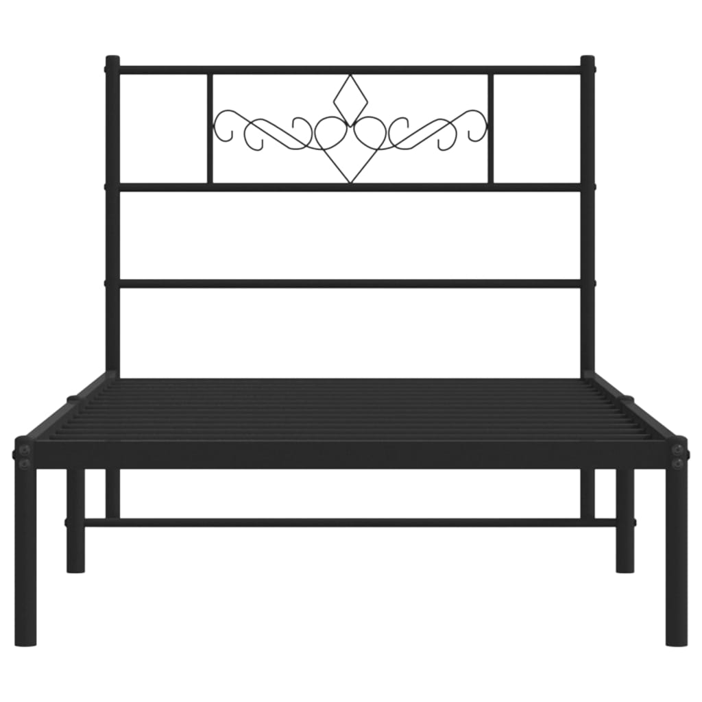 Estrutura de cama com cabeceira 80x200 cm metal preto