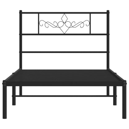 Estrutura de cama com cabeceira 80x200 cm metal preto