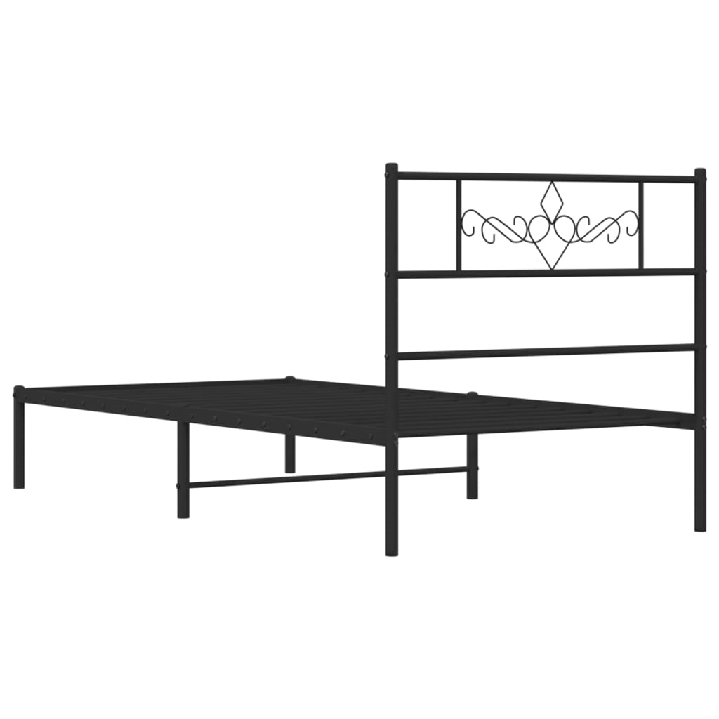 Estrutura de cama com cabeceira 80x200 cm metal preto