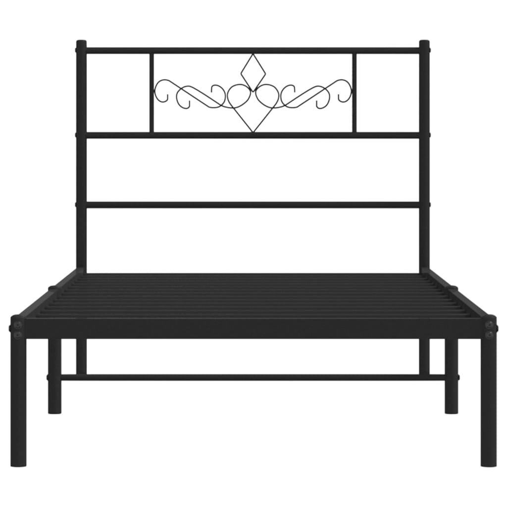 Estrutura de cama com cabeceira 90x190 cm metal preto