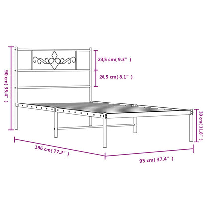 Estrutura de cama com cabeceira 90x190 cm metal preto