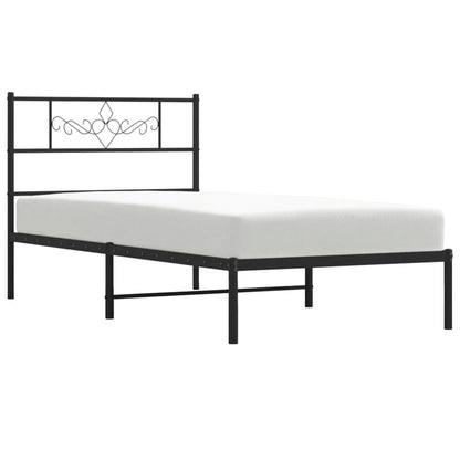 Estrutura de cama com cabeceira 90x200 cm metal preto