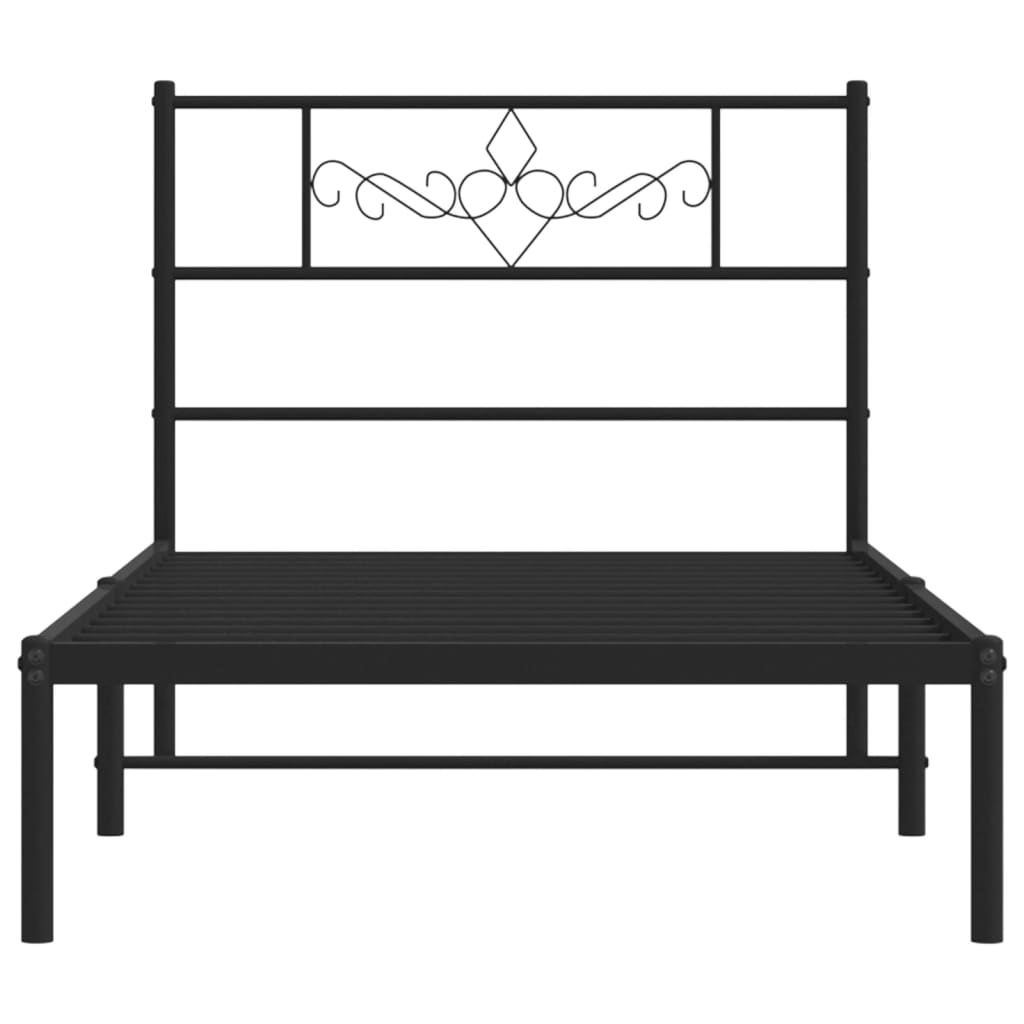 Estrutura de cama com cabeceira 90x200 cm metal preto